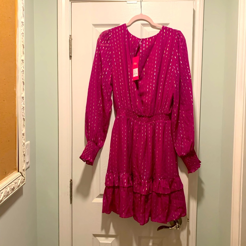 Dottie silk dress Bordeaux Berry Rainbow Metallic Clip